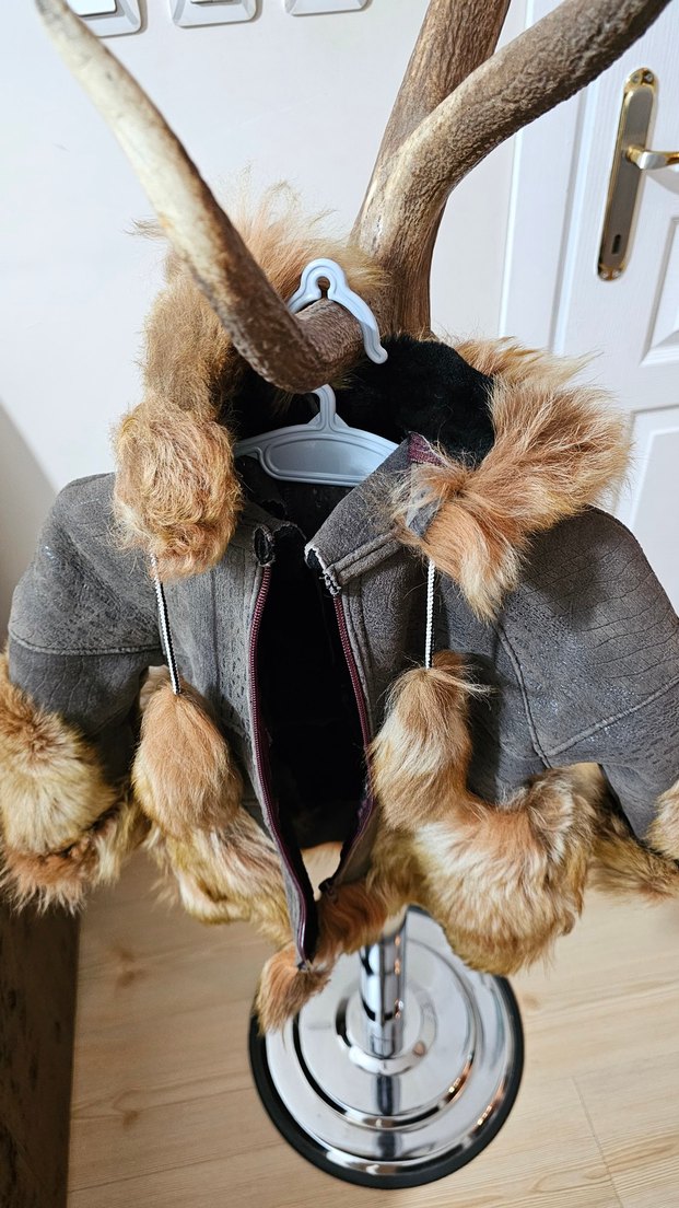 Kürk Detaylı Kahverengi unisex Çocuk montu hırkası - Görsel 4