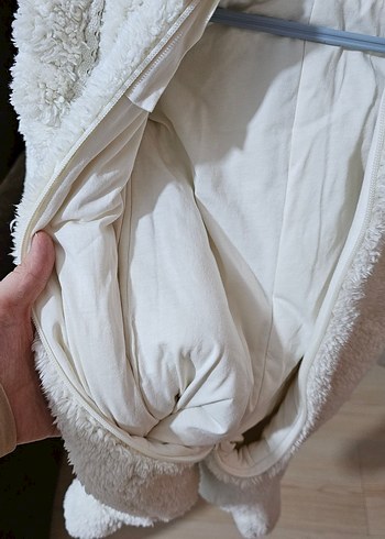 Kız Bebek ekru pamuk polarlı Tulum - Görsel 4