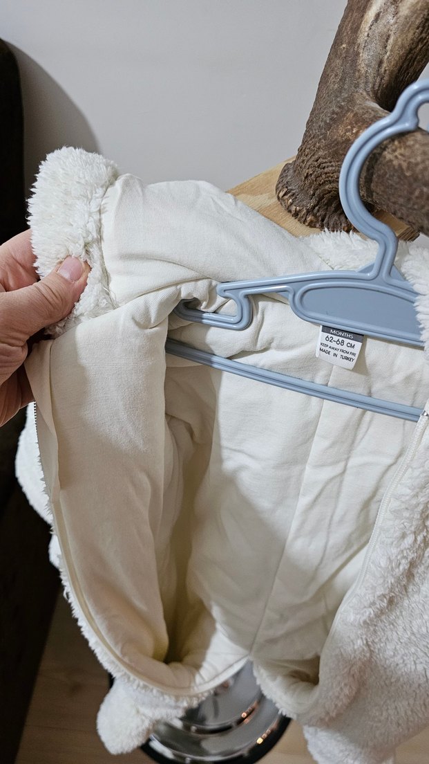 Kız Bebek ekru pamuk polarlı Tulum - Görsel 3