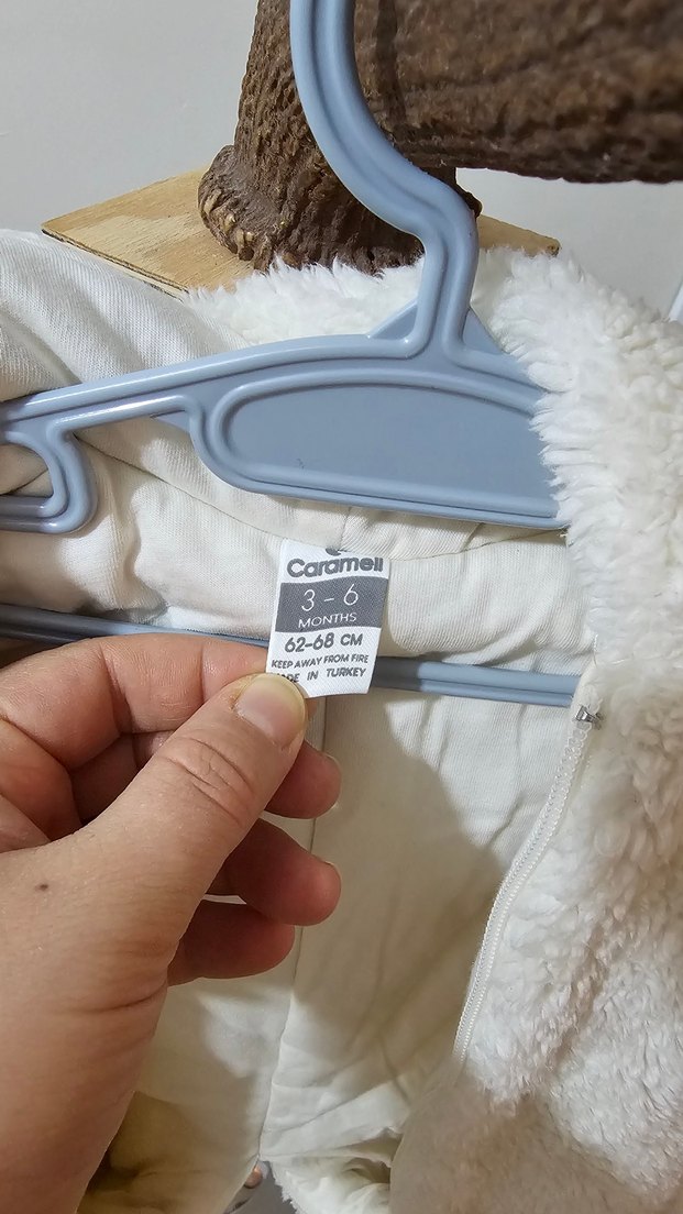 Kız Bebek ekru pamuk polarlı Tulum - Görsel 2