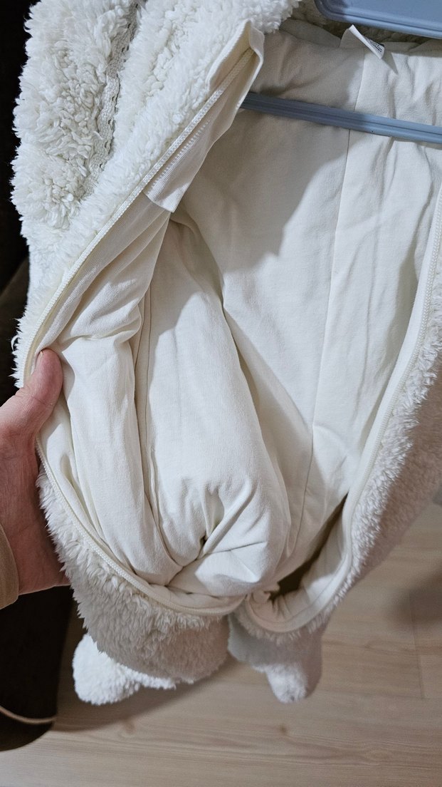 Kız Bebek ekru pamuk polarlı Tulum - Görsel 4