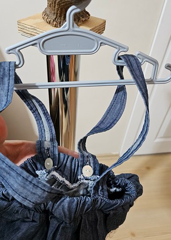 Kız Çocuk Kot Salopet Fırfırlı - Görsel 3