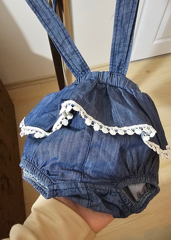 Kız Çocuk Kot Salopet Fırfırlı - Görsel 2