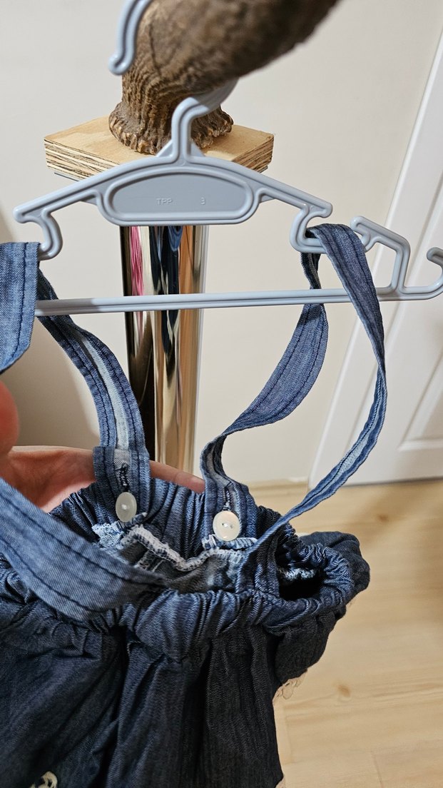 Kız Çocuk Kot Salopet Fırfırlı - Görsel 3