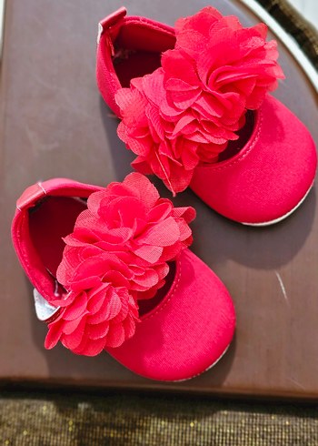 Kız Bebek kırmızı Fırfırlı İlk Adım Ayakkabısı - Görsel 5