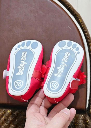 Kız Bebek kırmızı Fırfırlı İlk Adım Ayakkabısı - Görsel 2