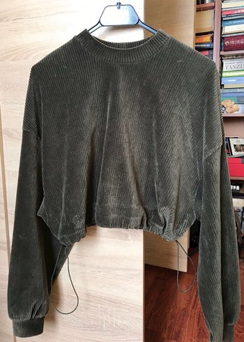 Bershka Haki Kadife Fitilli Üst - Görsel 7