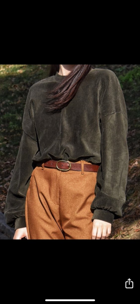 Bershka Haki Kadife Fitilli Üst - Görsel 2