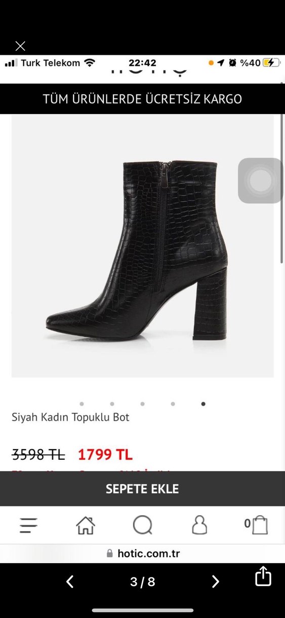 Yaya by Hotiç Suni Timsah Derisi Kalın Topuklu Bot - Görsel 3