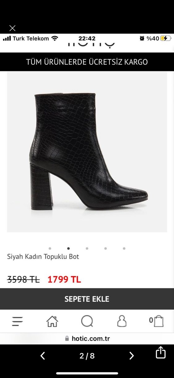 Yaya by Hotiç Suni Timsah Derisi Kalın Topuklu Bot - Görsel 2