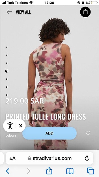 Stradivarius Pembe Desenli Tül Elbise - Görsel 5