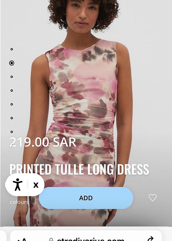 Stradivarius Pembe Desenli Tül Elbise - Görsel 4