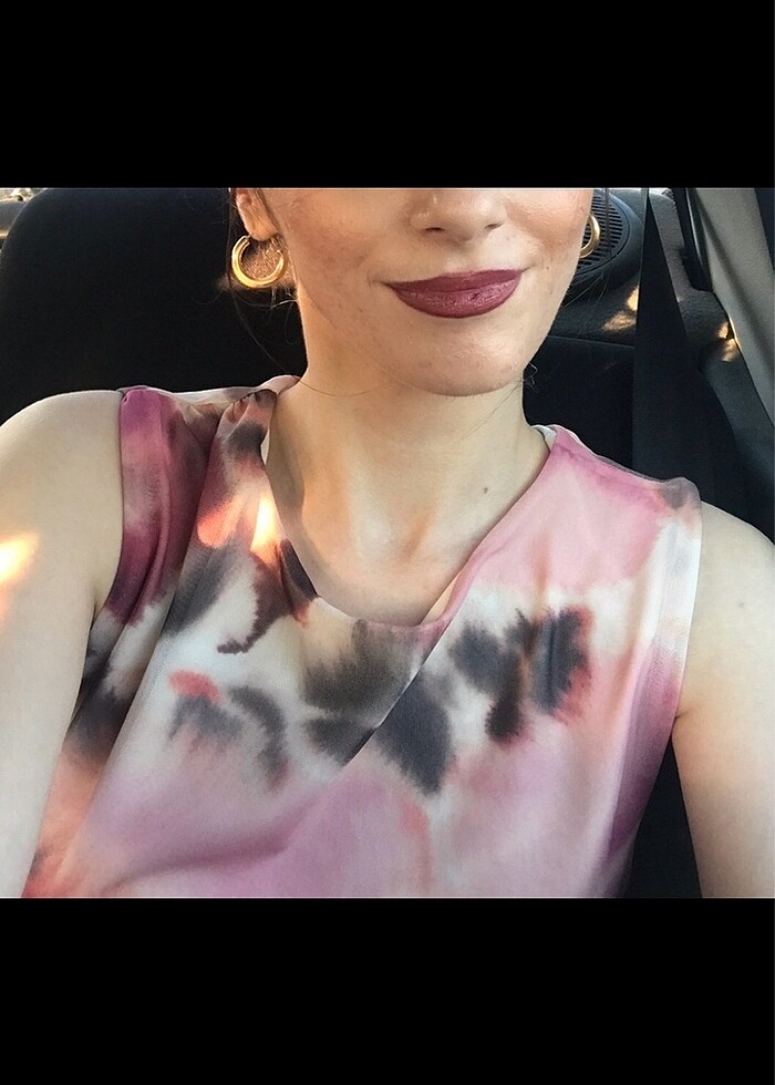 Stradivarius Pembe Desenli Tül Elbise - Görsel 2