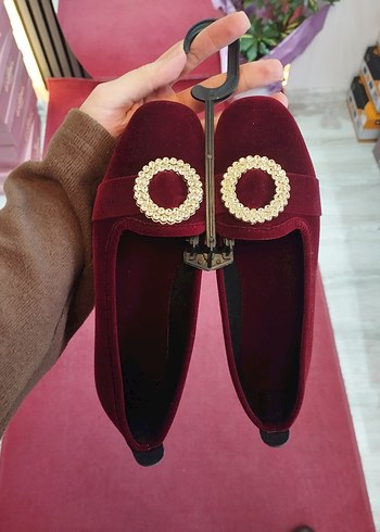 Bordo Süet Tokalı Kadın Babet - Görsel 2