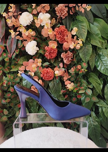 Mavi Tokalı Yüksek Topuklu Kadın Abiye Ayakkabı - Görsel 2