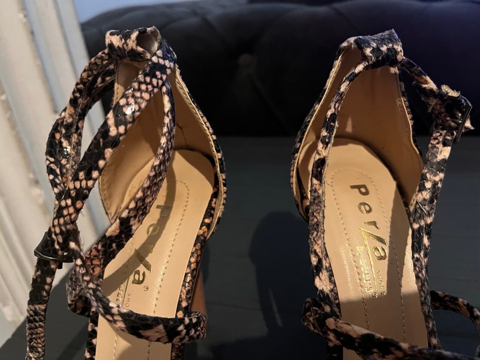 Kahverengi Yılan Desenli İnce Topuklu Kadın Ayakkabısı - Görsel 3