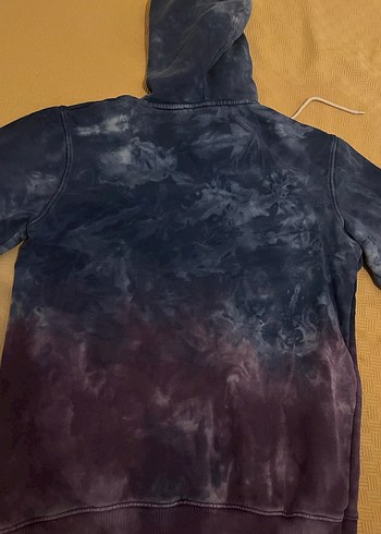 Kadın Mor Batik Desenli Kapüşonlu Sweatshirt - Görsel 5