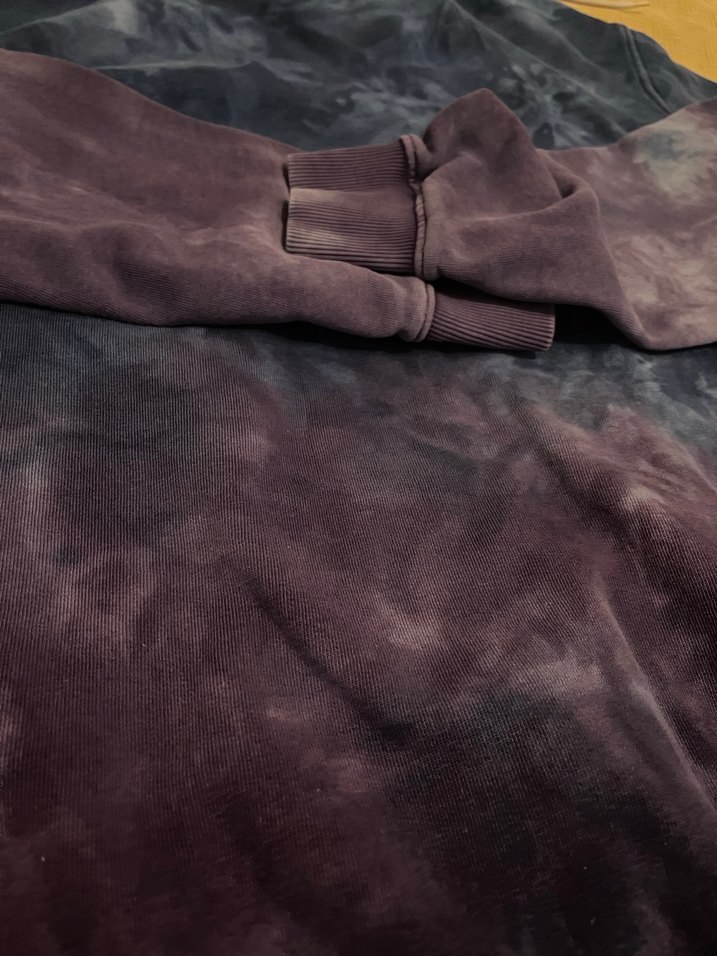 Kadın Mor Batik Desenli Kapüşonlu Sweatshirt - Görsel 4