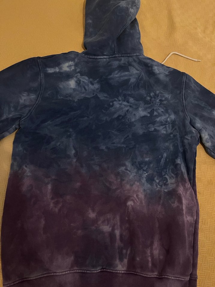 Kadın Mor Batik Desenli Kapüşonlu Sweatshirt - Görsel 5