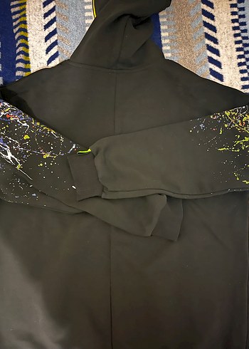 Renkli Baskılı Kapüşonlu Erkek Sweatshirt - Görsel 2