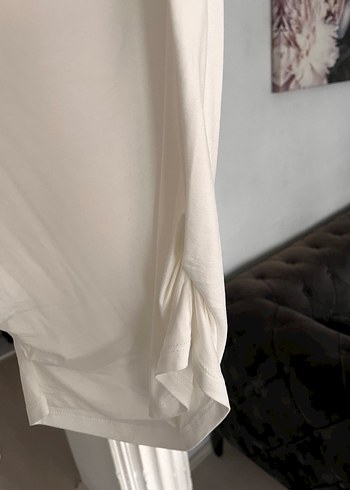 Beyaz Drapeli Uzun Kollu Kadın Bluz - Görsel 3