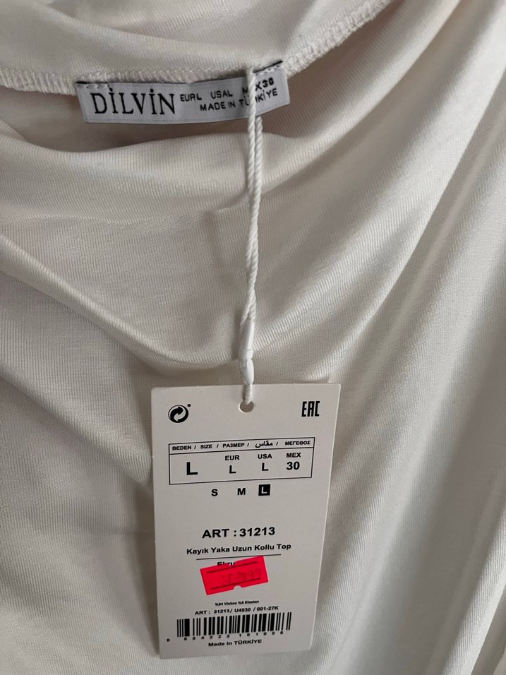 Beyaz Drapeli Uzun Kollu Kadın Bluz - Görsel 4