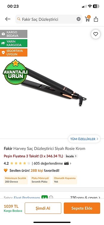 Fakir Harvey Saç Düzleştirici