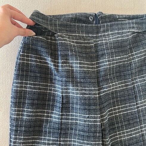 m Beden Gri Çizgili Pantolon