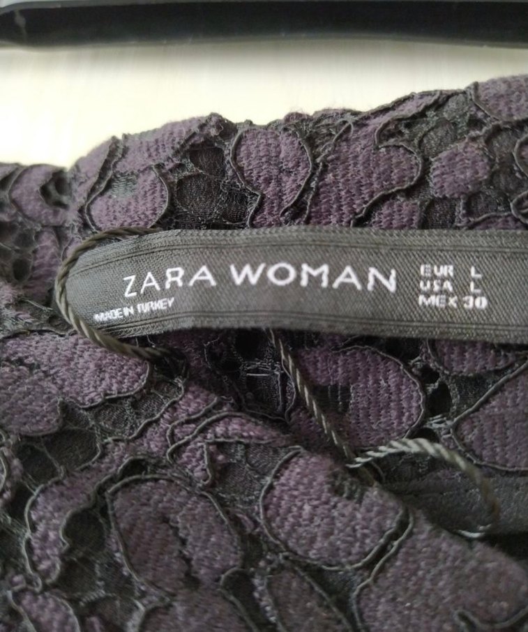 Zara Dantel Detaylı Siyah Kadın Midi Kalem Etek - Görsel 3