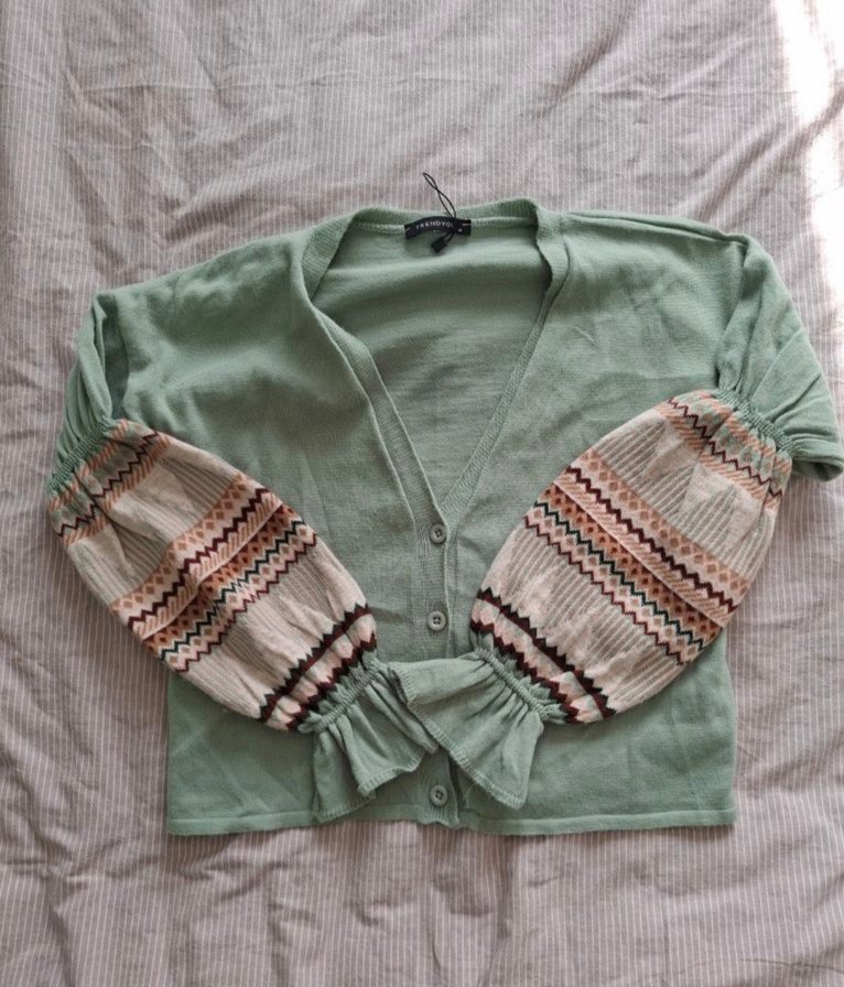 Nakışlı Bohem Kadın Triko Hırka - Görsel 2