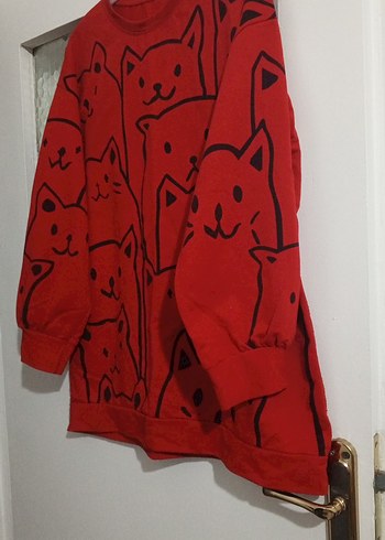 universal Beden kırmızı Renk Uzun Kollu Kırmızı Örme Sweatshirt