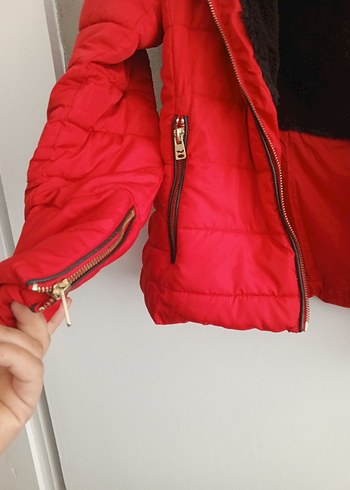 Kürklü Kırmızı Kadın Kışlık Mont - Görsel 12