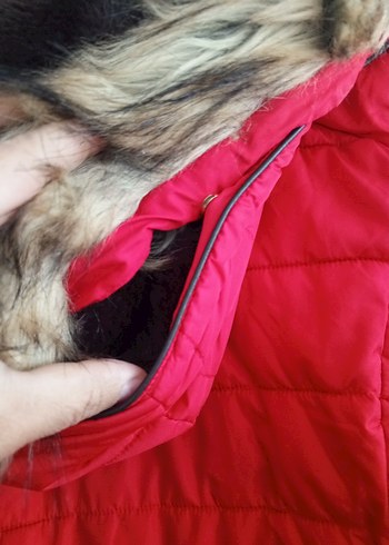 Kürklü Kırmızı Kadın Kışlık Mont - Görsel 8