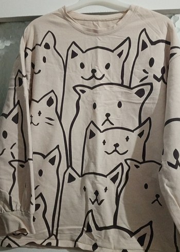 LC Waikiki Bej Uzun Kollu Baskılı Kadın Sweatshirt