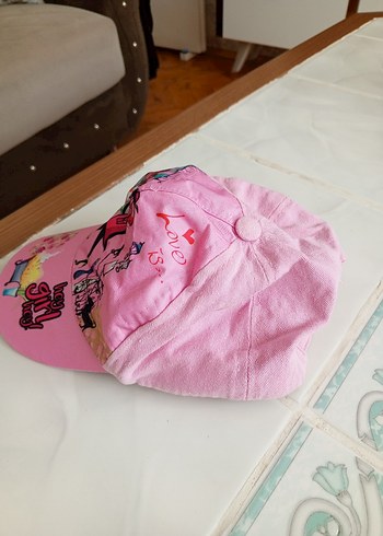 H&M Pembe Baskılı Çocuk Şapkası Dantel Detaylı