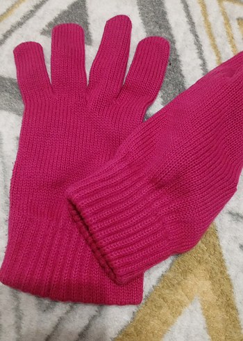 Kız Çocuk Pembe Örgü Eldiven - Görsel 3