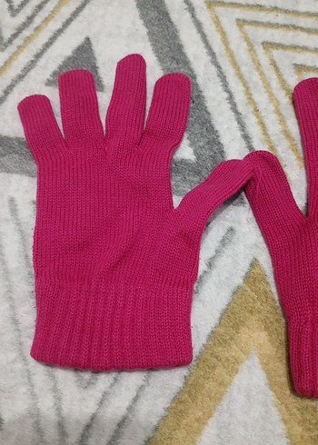 Kız Çocuk Pembe Örgü Eldiven - Görsel 2