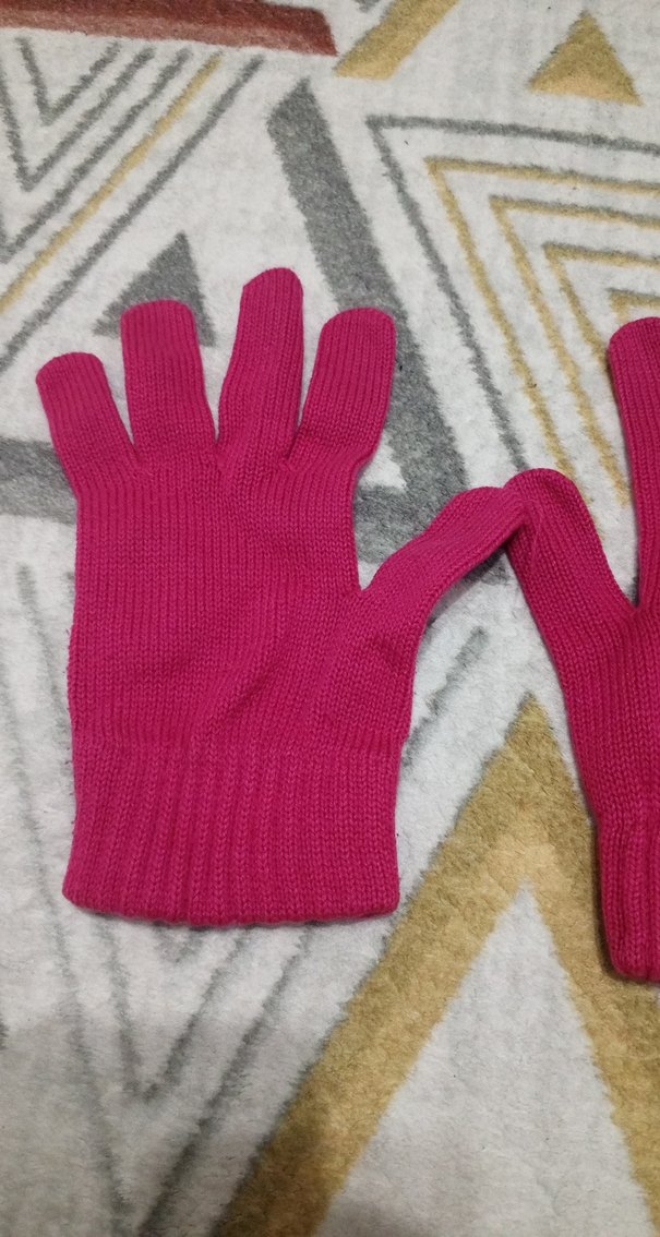 Kız Çocuk Pembe Örgü Eldiven - Görsel 2