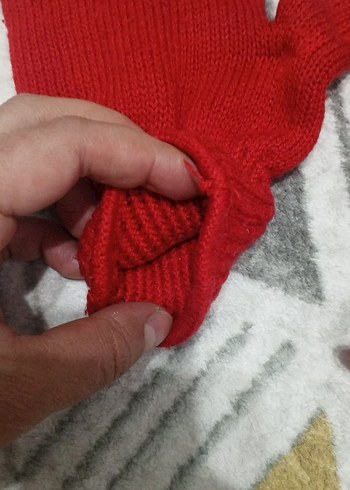 Kırmızı  Örgü Eldiven - Görsel 3