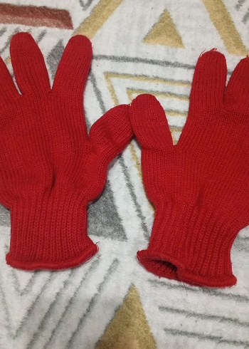 Kırmızı  Örgü Eldiven - Görsel 2