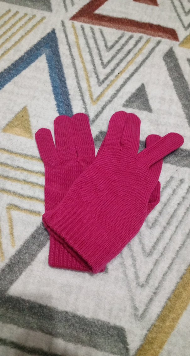 Kız Çocuk Pembe Örgü Eldiven - Görsel 3