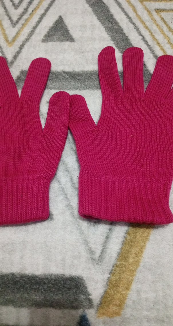 Kız Çocuk Pembe Örgü Eldiven - Görsel 2