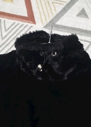 Siyah Kısa Peluş kazak - Görsel 5