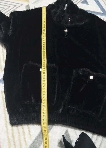 Siyah Kısa Peluş kazak - Görsel 9