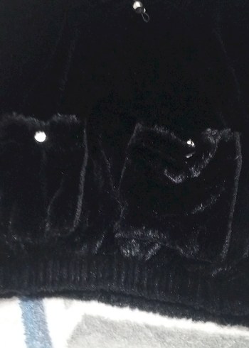 Siyah Kısa Peluş kazak - Görsel 3