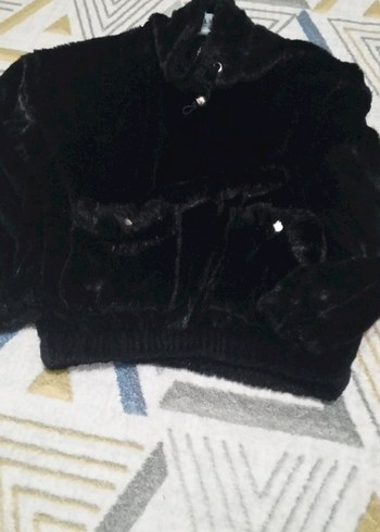 Siyah Kısa Peluş kazak - Görsel 8