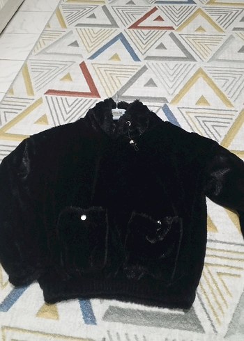 Siyah Kısa Peluş kazak - Görsel 2