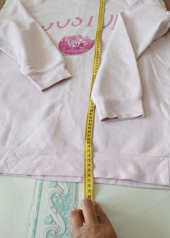 Pembe Pamuklu Uzun Kollu Sweatshirt - Görsel 7