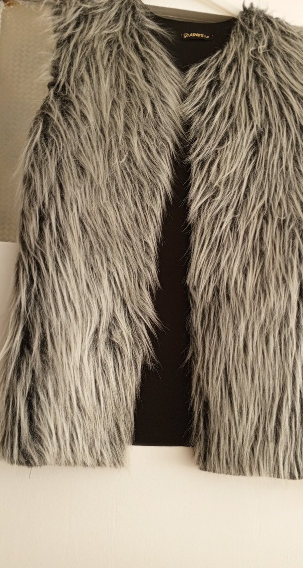 Gri Kürklü Kadın Yelek - Görsel 4