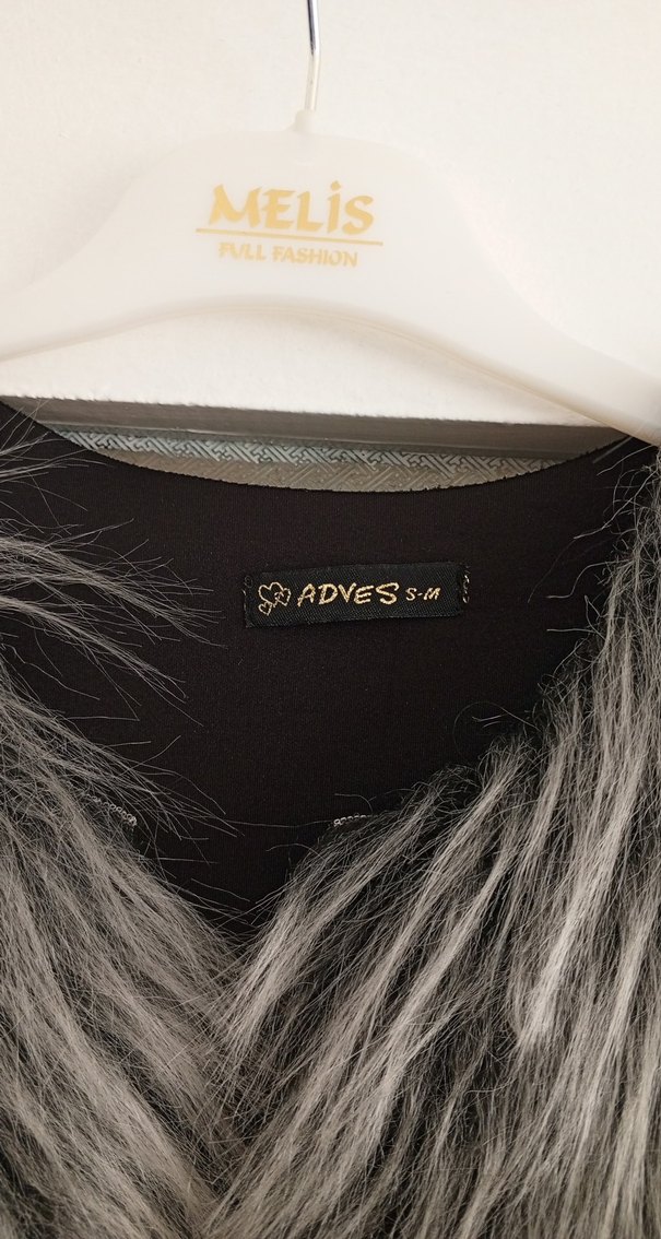 Gri Kürklü Kadın Yelek - Görsel 5